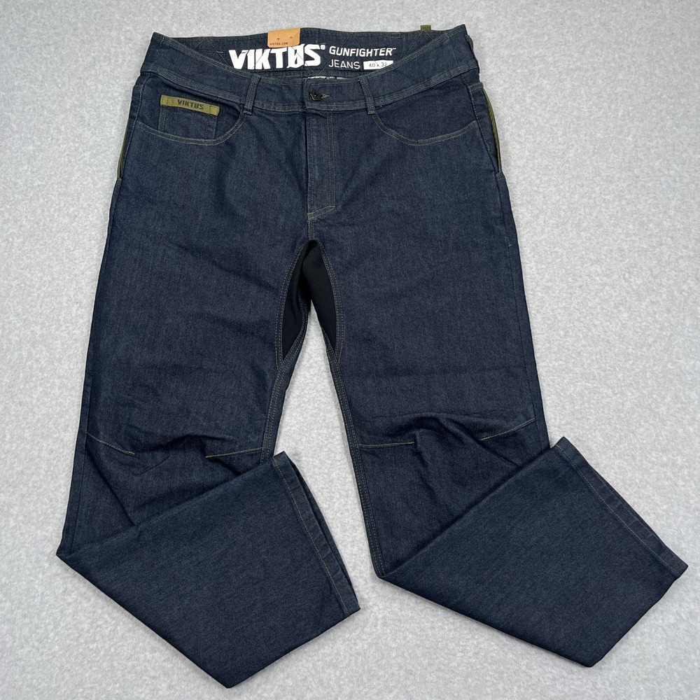 NEW Viktos Gunfighter Jeans Mens 40x32 Dark Blue Tactical Cordura Denim Pockets